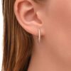 925 Sterling Silver Diamond Huggie Earrings - Image 2