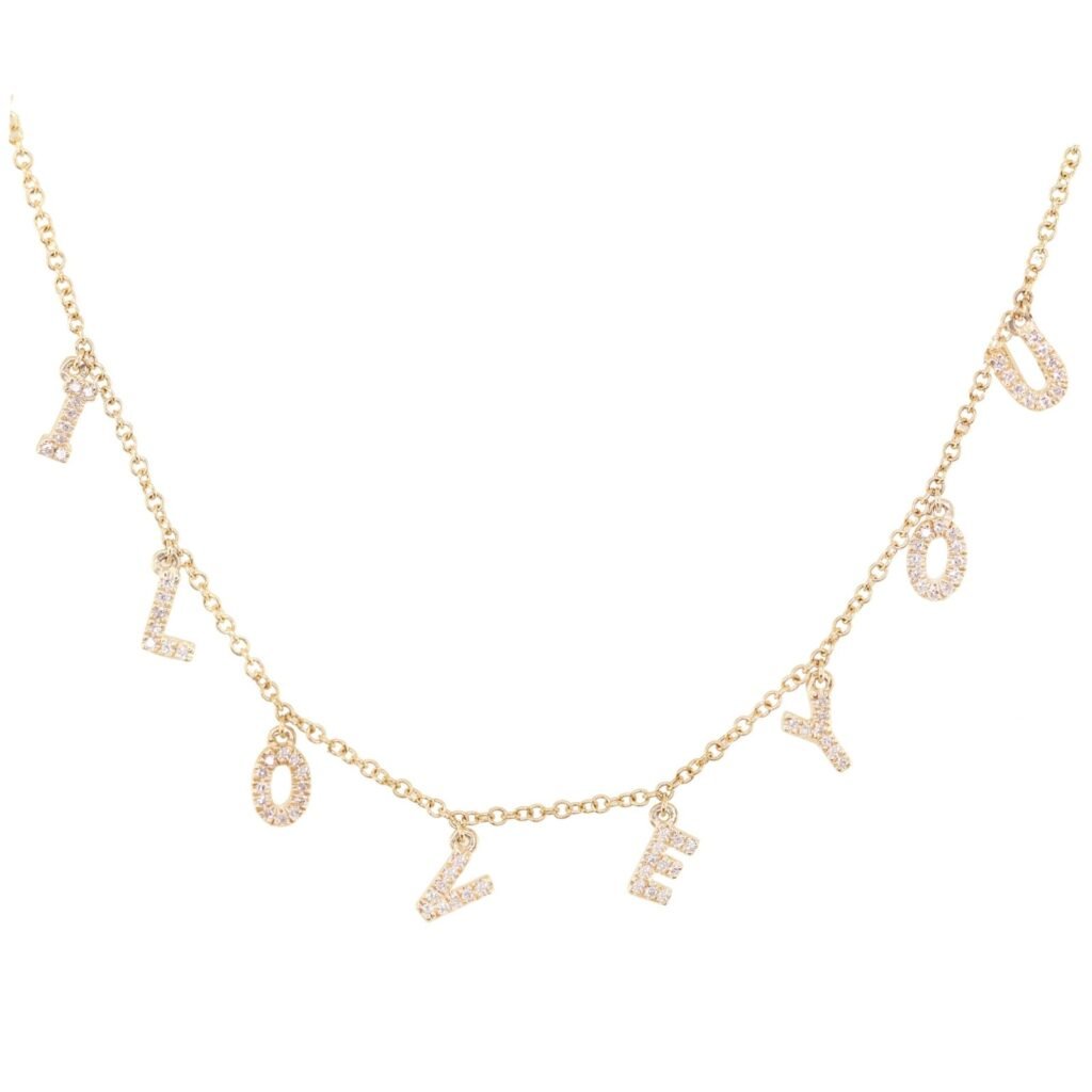 925 Sterling Silver Diamond I Love You Necklace