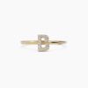 925 Sterling Silver Diamond Initial B Ring