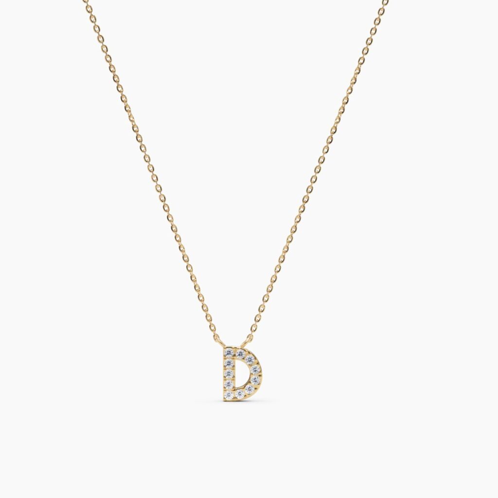925 Sterling Silver Diamond Initial D Necklace