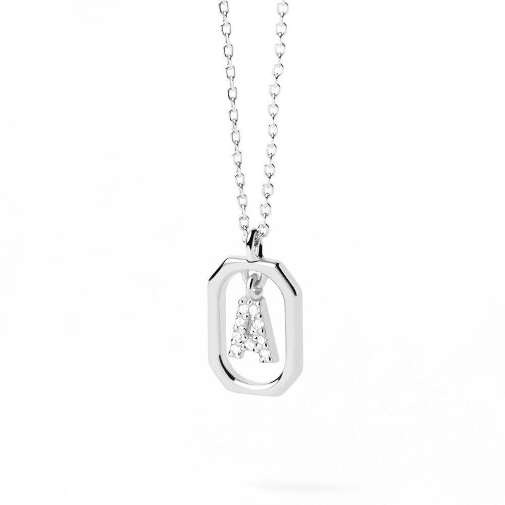 925 Sterling Silver Diamond Initial Dangle Pendant Necklace
