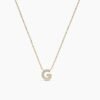 925 Sterling Silver Initial G necklace with diamond accents