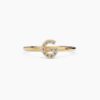 925 Sterling Silver Diamond Initial G Ring