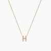 925 Sterling Silver Diamond Initial H Necklace