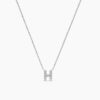 925 Sterling Silver Diamond Initial H Necklace - Image 5