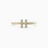 925 Sterling Silver Diamond Initial H Ring with slim band