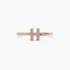 925 Sterling Silver Initial H ring with subtle sparkle