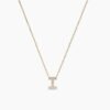 925 Sterling Silver Diamond Initial I Necklace with cable chain