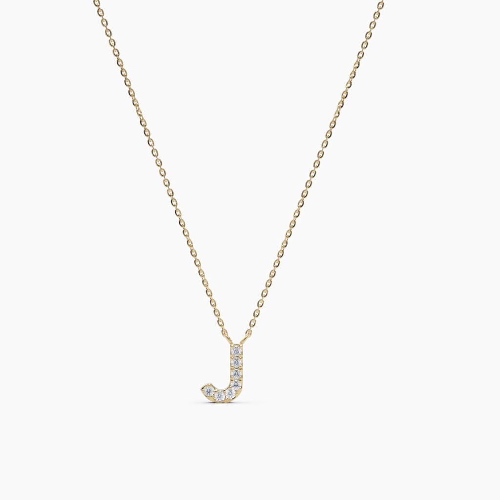925 Sterling Silver Diamond Initial J Necklace