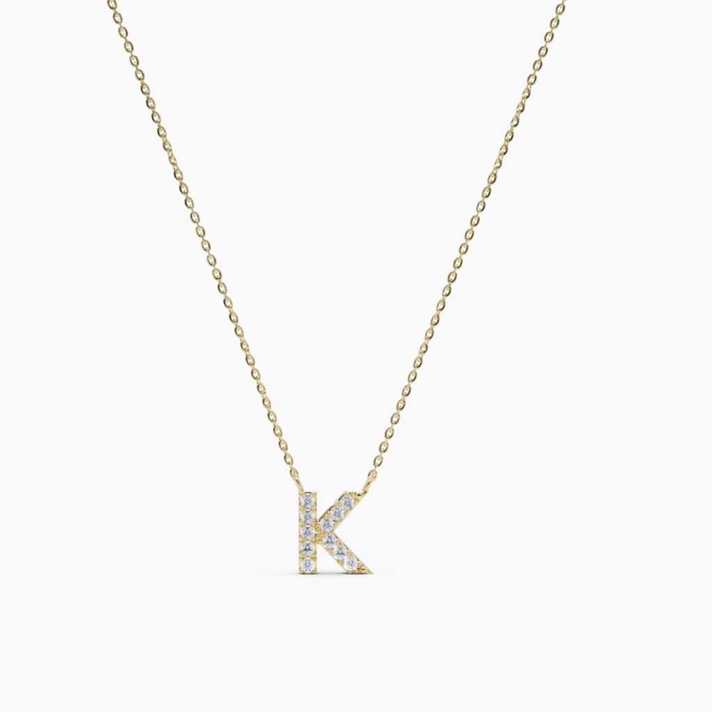 925 Sterling Silver Diamond Initial K Necklace