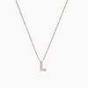 Simple initial L necklace with sparkling CZ diamond stones