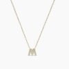 925 Sterling Silver Initial M necklace with cable chain
