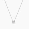 Cable chain initial necklace with refined prong setting