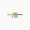 925 Sterling Silver Diamond Initial M Ring