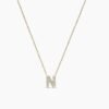 925 sterling silver N initial necklace with diamond-accented pendant