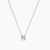 Sterling silver N necklace with approximately 15 round-cut stones