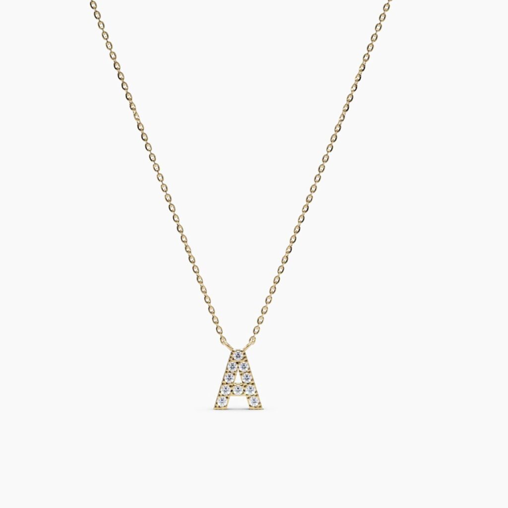 925 Sterling Silver Diamond Initial Necklace