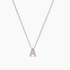 Sterling silver necklace with CZ-accented initial pendant
