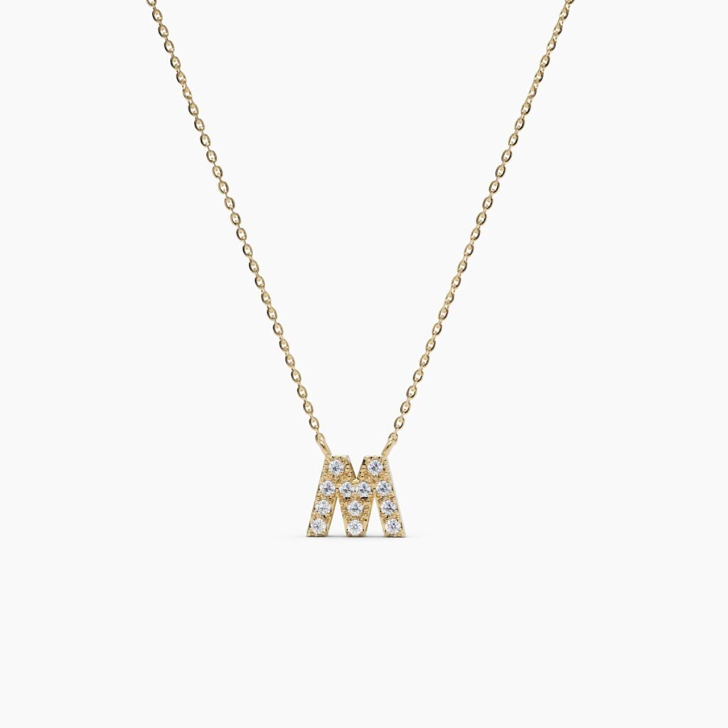 925 Sterling Silver Diamond Initial Necklace