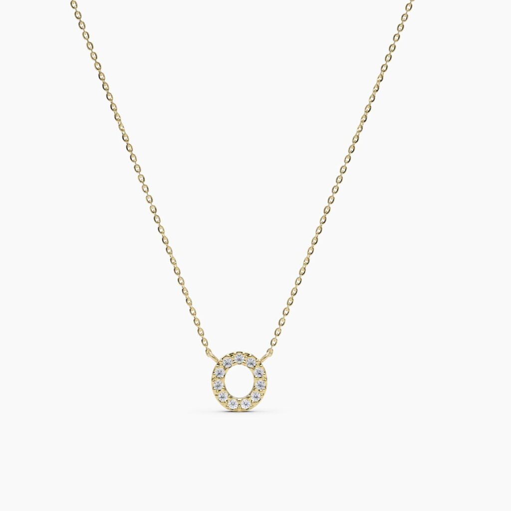 925 Sterling Silver Diamond Initial O Necklace