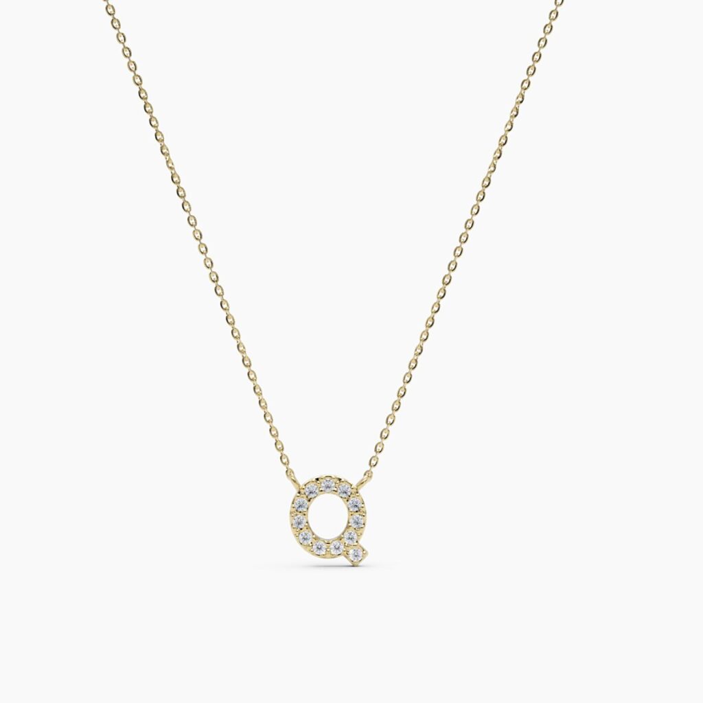 925 Sterling Silver Diamond Initial Q Necklace