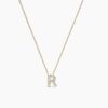 925 Sterling Silver Diamond Initial R Necklace