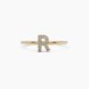 925 Sterling Silver Initial R ring with a slim band