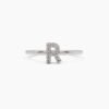 Delicate 925 Sterling Silver Diamond Initial R ring