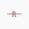 R ring featuring 15 prong-set CZ stones