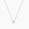 925 Sterling Silver Diamond Initial V Necklace - Image 5