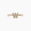 925 Sterling Silver Diamond Initial W Ring