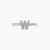 925 Sterling Silver Diamond Initial W Ring - Image 5