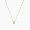 925 Sterling Silver Diamond Initial X Necklace