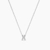 925 Sterling Silver Diamond Initial X Necklace - Image 5