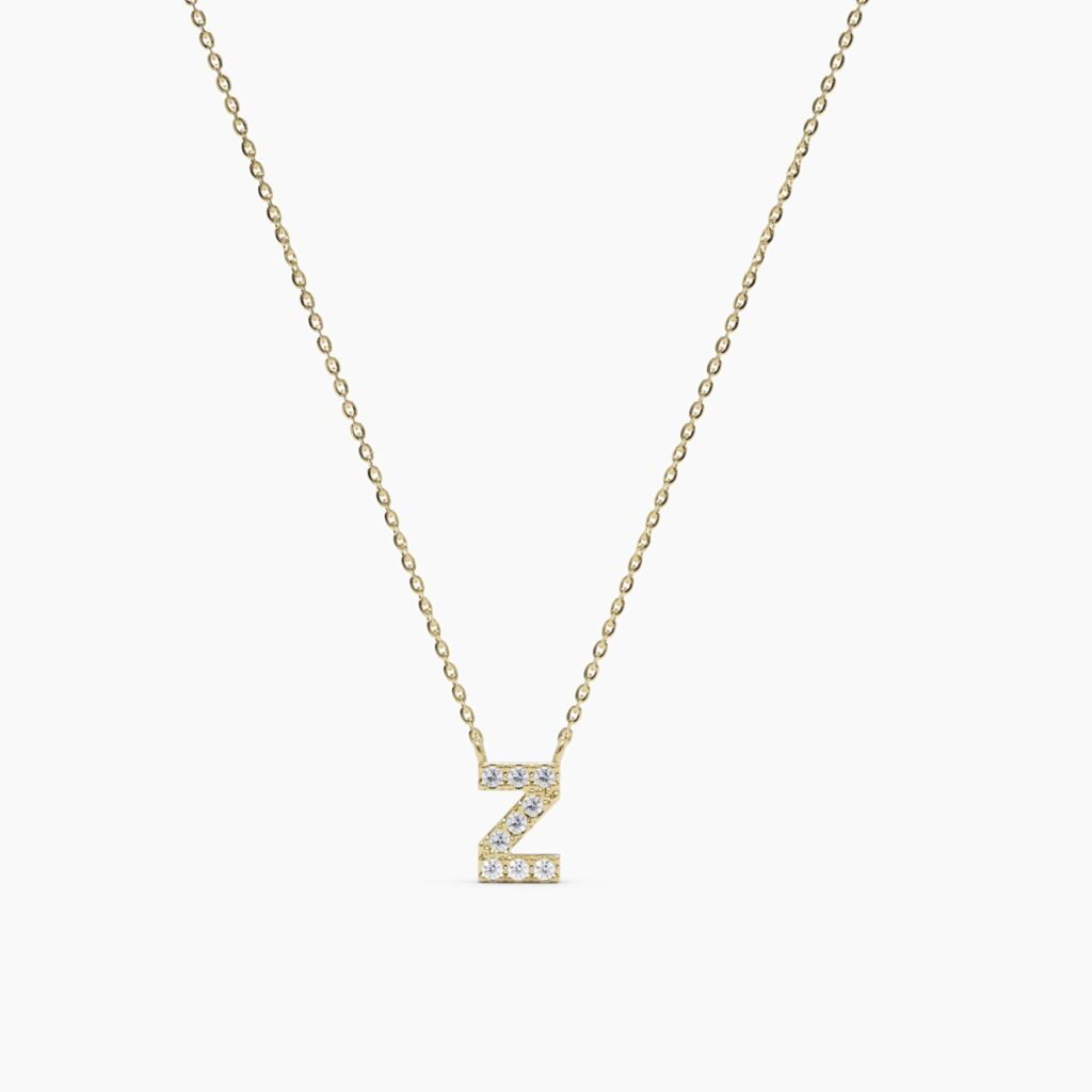 925 Sterling Silver Diamond Initial Z Necklace
