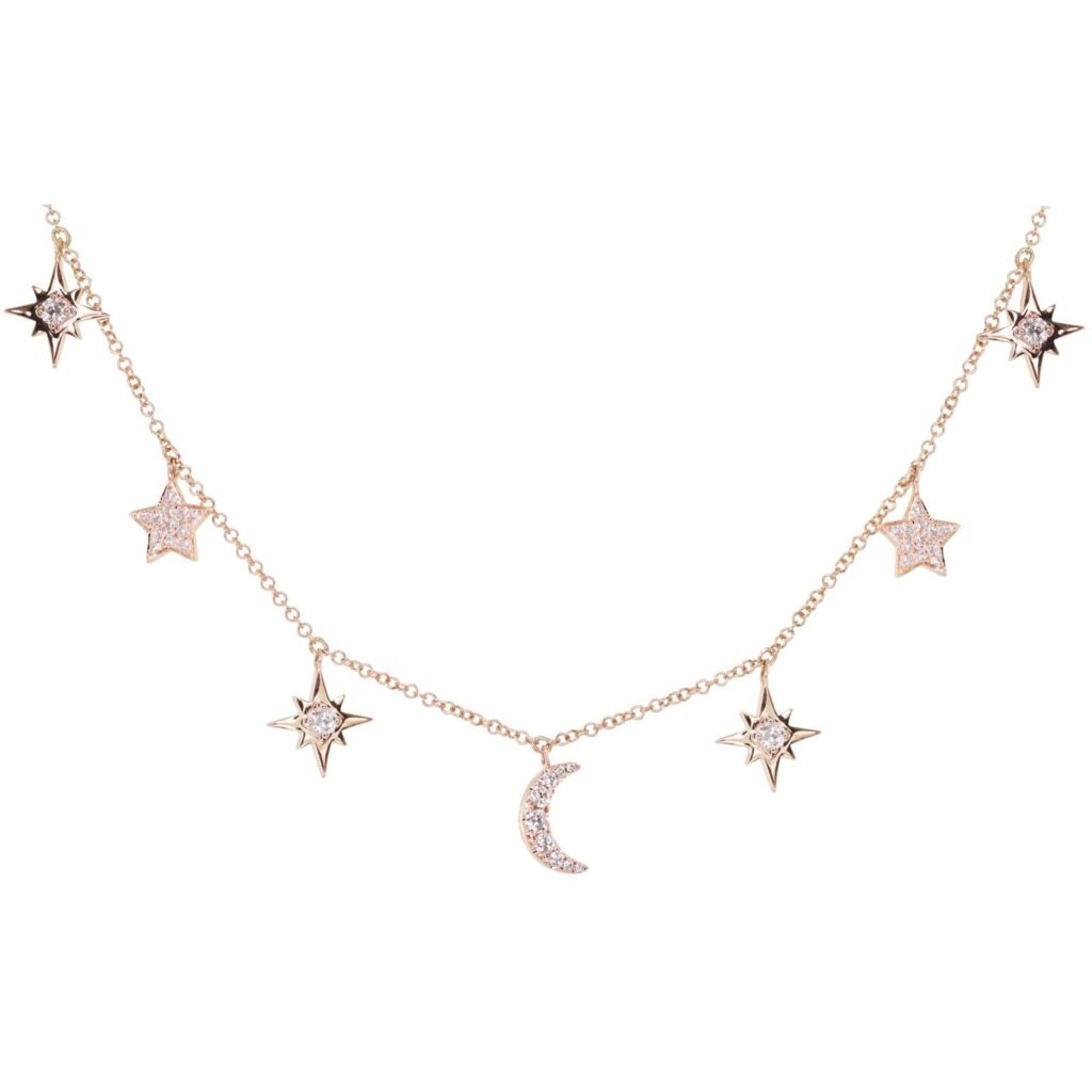 925 Sterling Silver Diamond It Written the Stars Charm Necklace