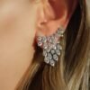 Gold-plated sterling silver jacket earrings with layered styling