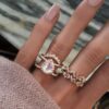 925 Sterling Silver Diamond Large Double Band Teardrop Moonstone Ring - Image 2