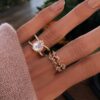 925 Sterling Silver Diamond Large Double Band Teardrop Moonstone Ring - Image 3