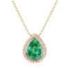 925 Sterling Silver Diamond Large Teardrop Emerald Bezel Necklace