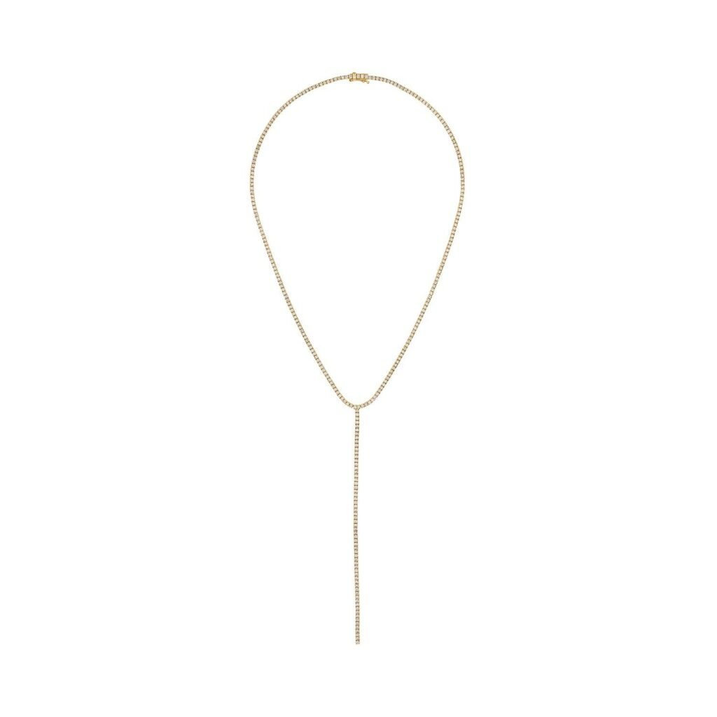 925 Sterling Silver Diamond Lariat Tennis Necklace