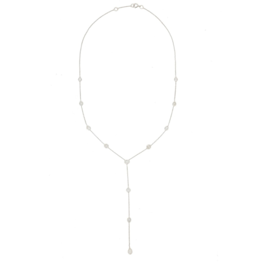 925 Sterling Silver Diamond Lariat Y Necklace