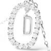Elegant D dangle pendant necklace with polished sterling silver finish