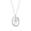 Sterling silver letter W dangle pendant necklace with CZ stones