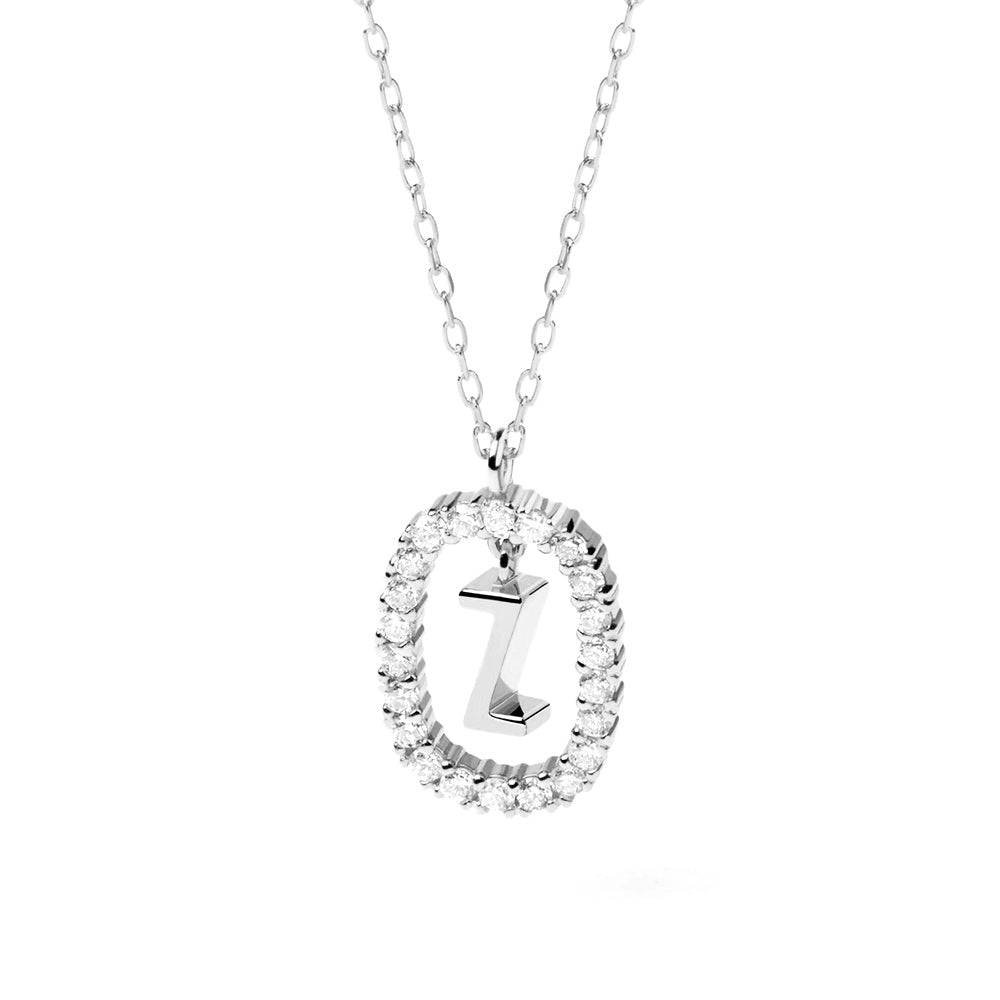 925 Sterling Silver Diamond Letter Z Dangle Pendant Necklace