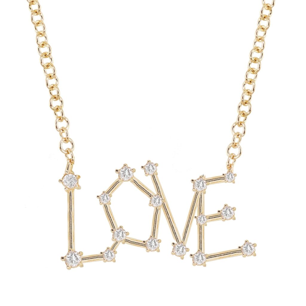 925 Sterling Silver Diamond Love Burst Necklace
