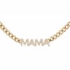 925 Sterling Silver Diamond Mama Chain Link Necklace