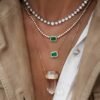 Sterling silver necklace with quartz crystal and Premium CZ diamond detail
