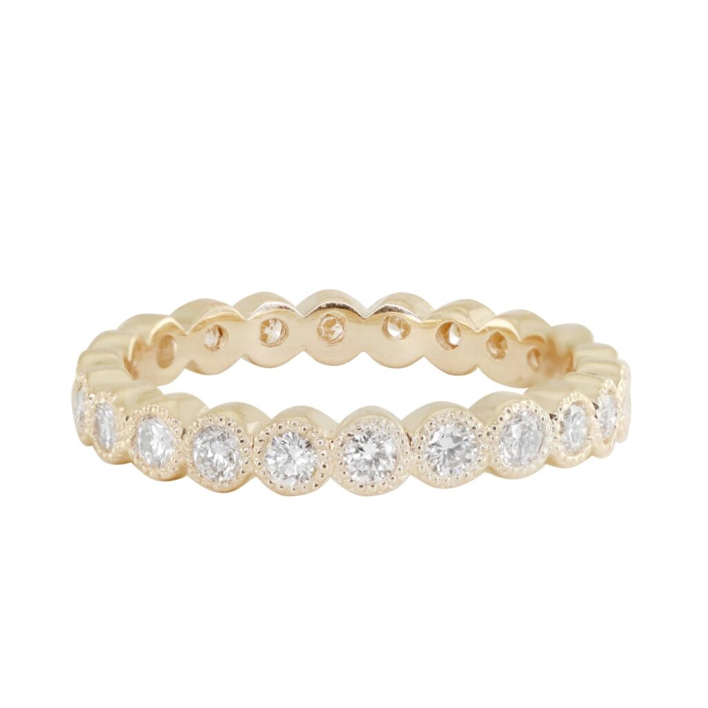925 Sterling Silver Diamond Milgrain Bezel Eternity Ring
