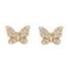 925 sterling silver butterfly stud earrings with diamond accents